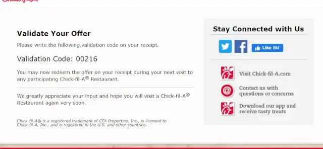 chick fil a code